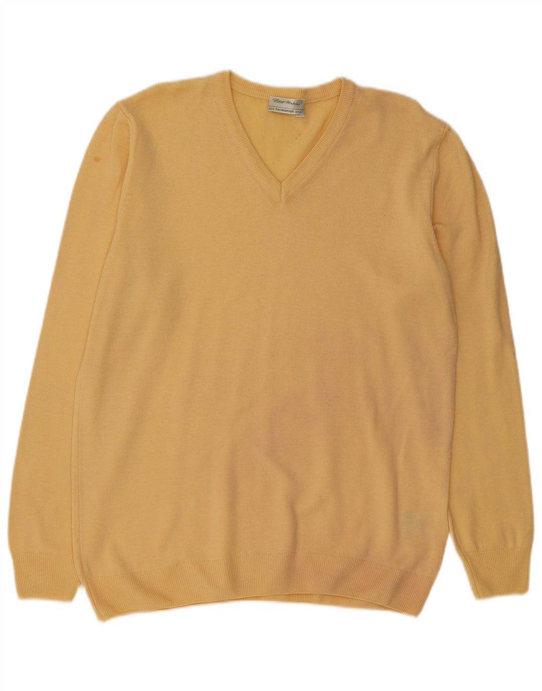 PETER HAHN Γυναικείο πουλόβερ με λαιμόκοψη με V λαιμόκοψη UK 16 μεγάλο κίτρινο νέο μαλλί