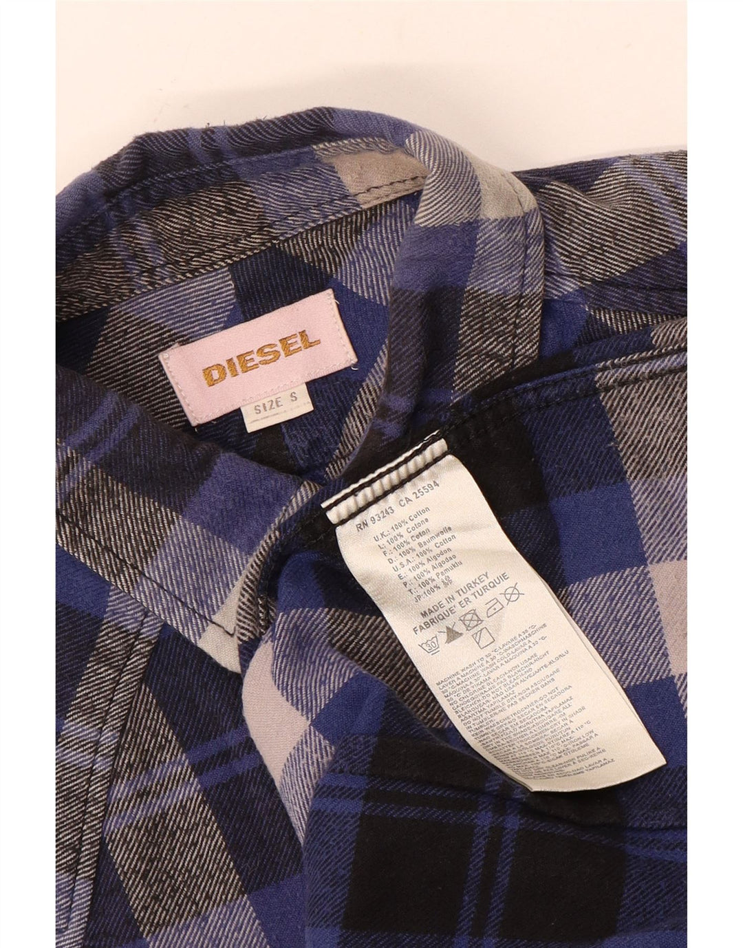 Diesel Ανδρικό Φανελένιο Πουκάμισο Μικρό Navy Blue Check Cotton