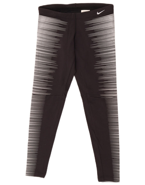 Nike γυναικείο κολάν Dri Fit UK 12 μεσαίο μαύρο ριγέ νάιλον