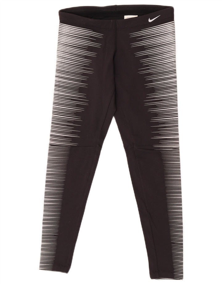 Nike γυναικείο κολάν Dri Fit UK 12 μεσαίο μαύρο ριγέ νάιλον