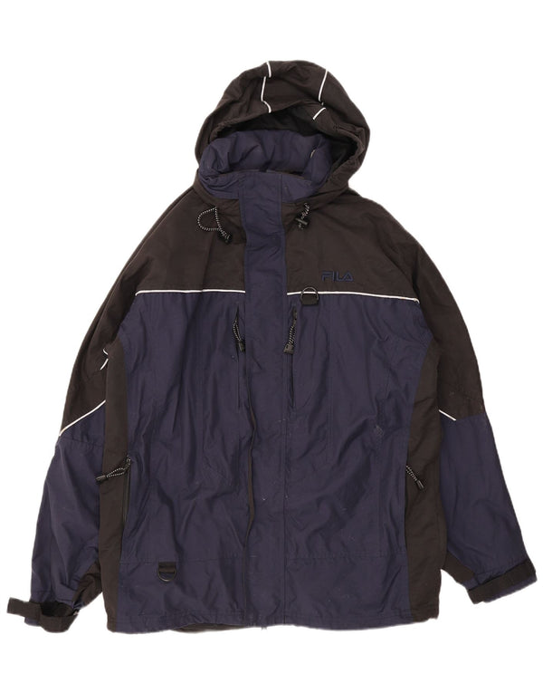 Fila Ανδρικό μπουφάν σκι με κουκούλα UK 38 Medium Navy Blue Colorblock Nylon Sports