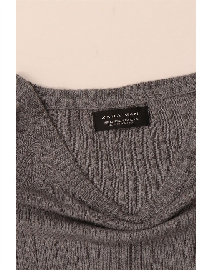 Ανδρικό τοπ Zara με μακρυμάνικο μεσαίο γκρι