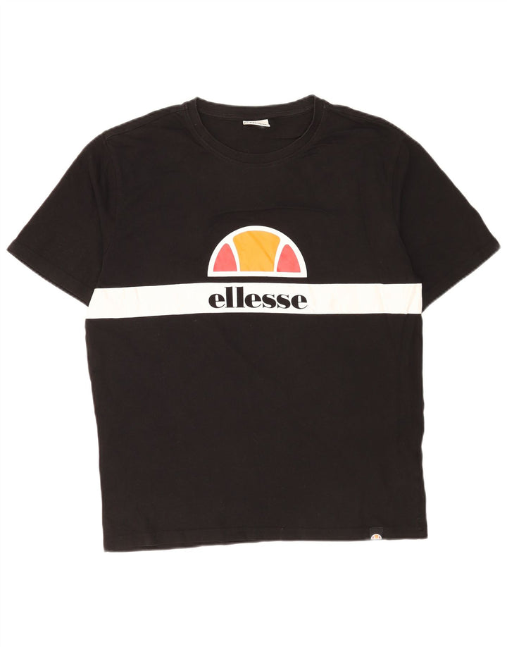 Ανδρικό γραφικό μπλουζάκι Ellesse Top Medium Black Colourblock Βαμβακερό