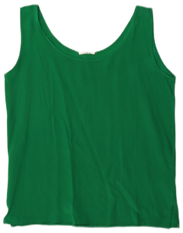 Vintage Γυναικεία Crop Αμάνικη Μπλούζα Τοπ UK 10 Small Green Silk