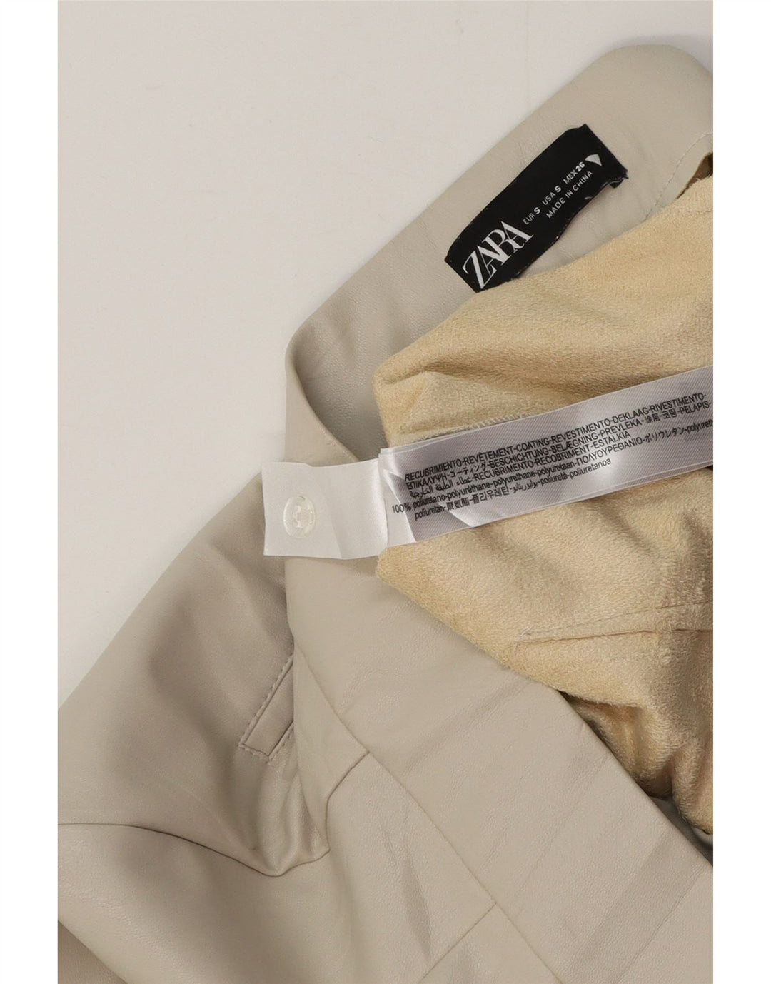 ZARA Γυναικείο παντελόνι μποτάκι από συνθετικό δέρμα μικρό W26 L26 μπεζ πολυαμίδιο