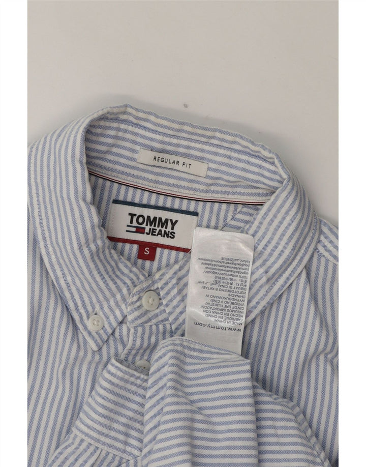 TOMMY HILFIGER Mens Regular Fit Shirt Small Blue Pinstripe Cotton Vintage Tommy Hilfiger and Second-Hand Tommy Hilfiger from Messina Hembry 