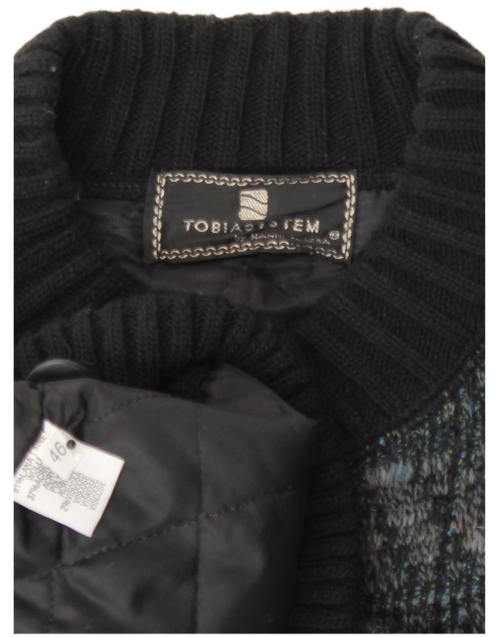 Tobia System Ανδρικό πλεκτό μπουφάν bomber EU 46 Small Navy Blue Check Wool Retro