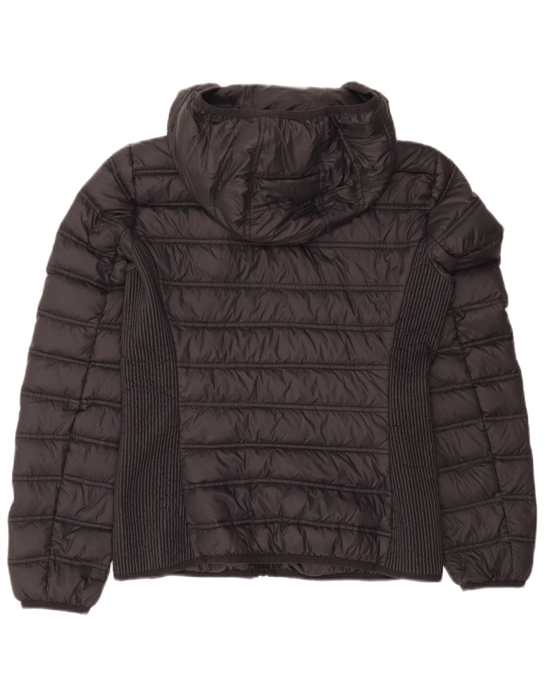 Vintage γυναικείο μπουφάν με κουκούλα με επένδυση UK 12 μεσαίου γκρι χρώματος πολυαμίδιο