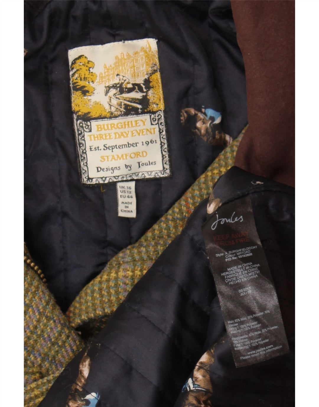Joules Γυναικείο Country Jacket UK 16 Μεγάλο πράσινο καρό μαλλί