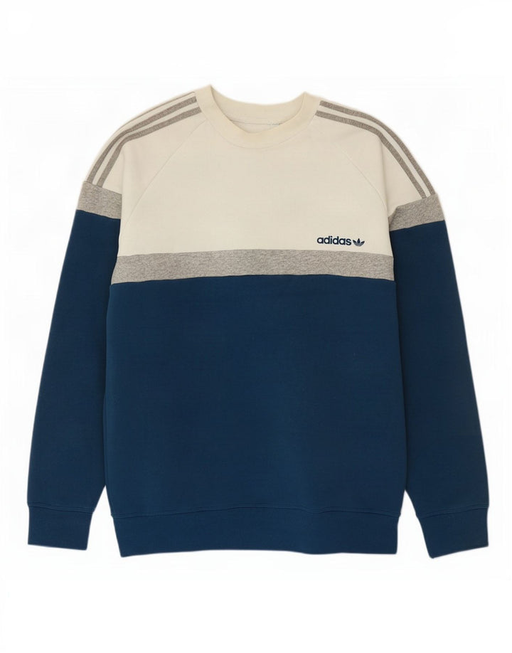 Ανδρικό φούτερ Adidas Jumper Μεσαίο μπλε χρώματος βαμβακερό