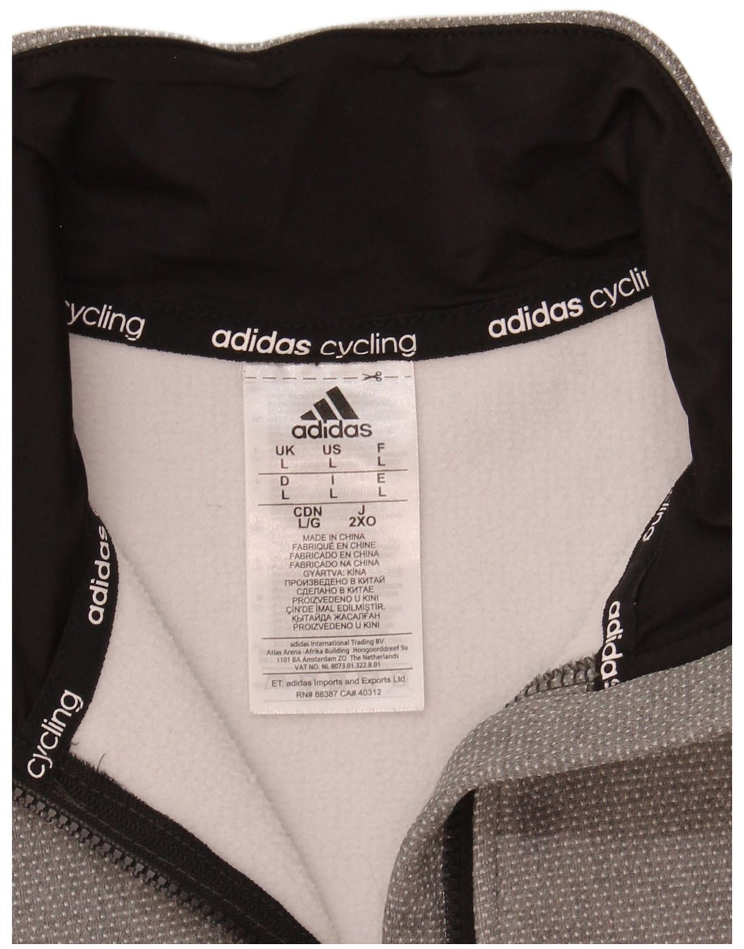 Ανδρικό φούτερ Adidas με φερμουάρ με λαιμόκοψη μεγάλο γκρι πολυεστέρα