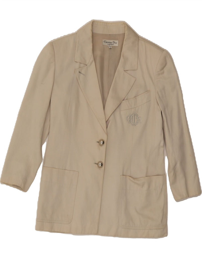 CHRISTIAN DIOR Womens Blazer Jacket IT 40 Small Off White Designer Vintage Christian Dior and Second-Hand Christian Dior from Messina Hembry 