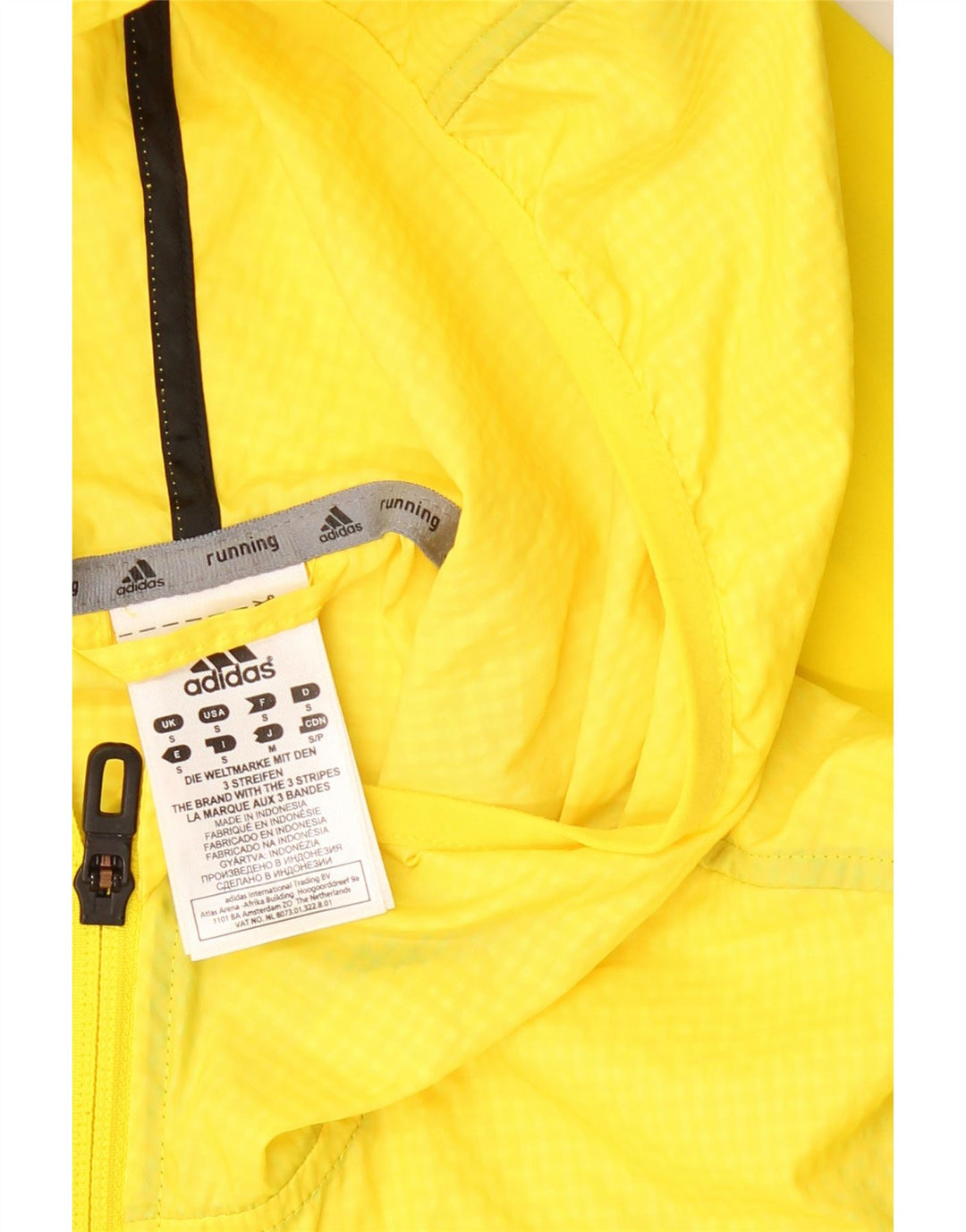 ADIDAS Mens Graphic Hooded Rain Jacket UK 36 Small Yellow Check Polyester