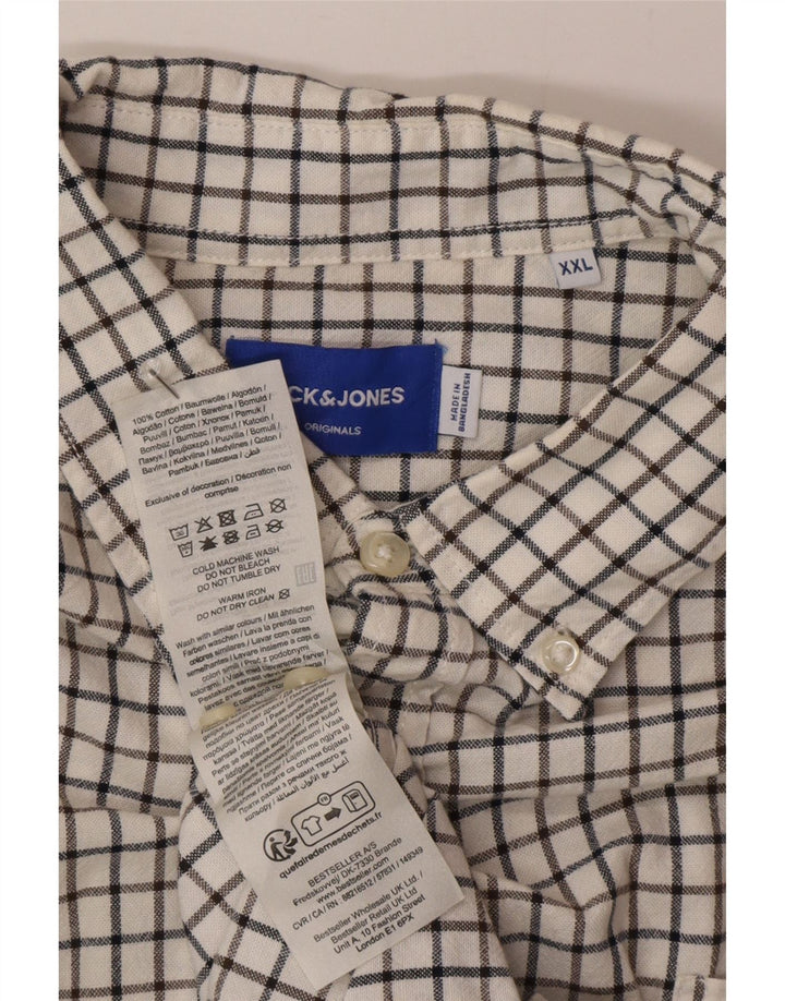 Ανδρικό πουκάμισο Jack & Jones 2XL Λευκό βαμβακερό Gingham