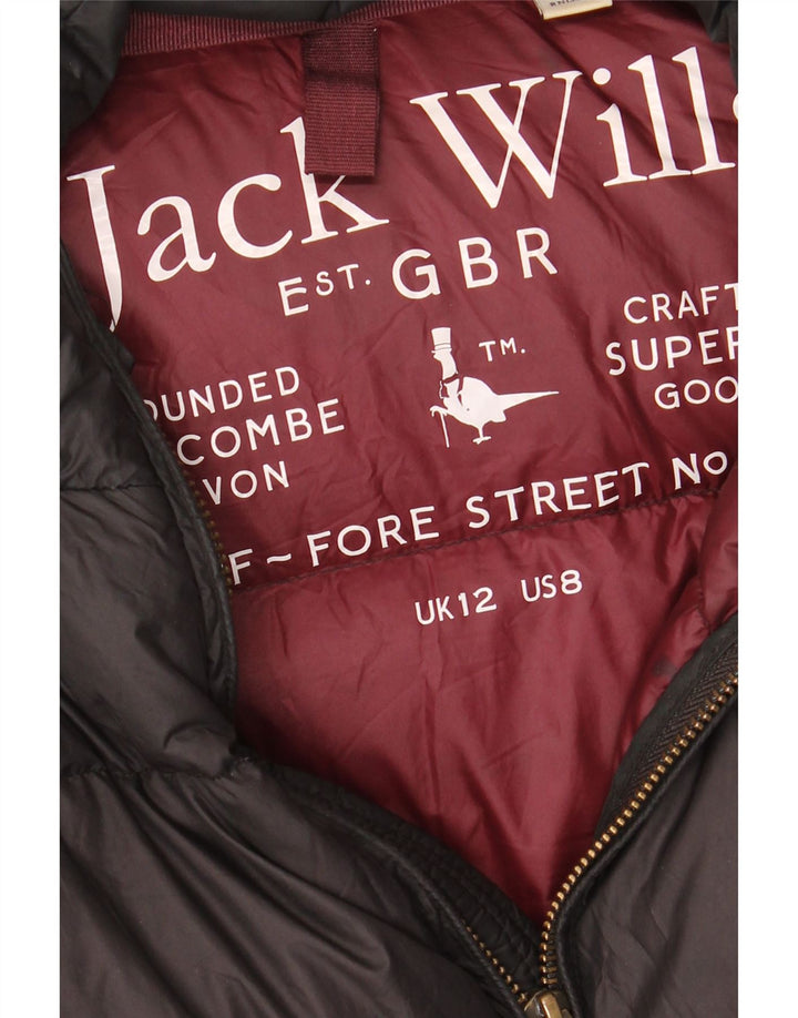 JACK WILLS Womens Hooded Padded Coat UK 12 Medium Black Polyester