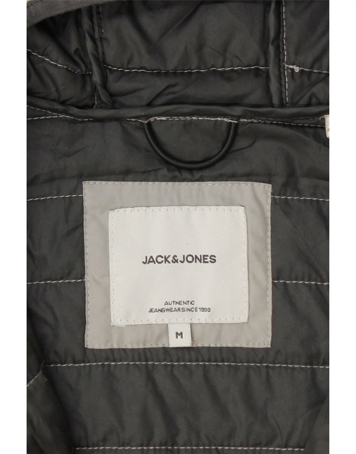 Jack & Jones Ανδρικό μπουφάν με κουκούλα UK 38 Medium Grey Colourblock