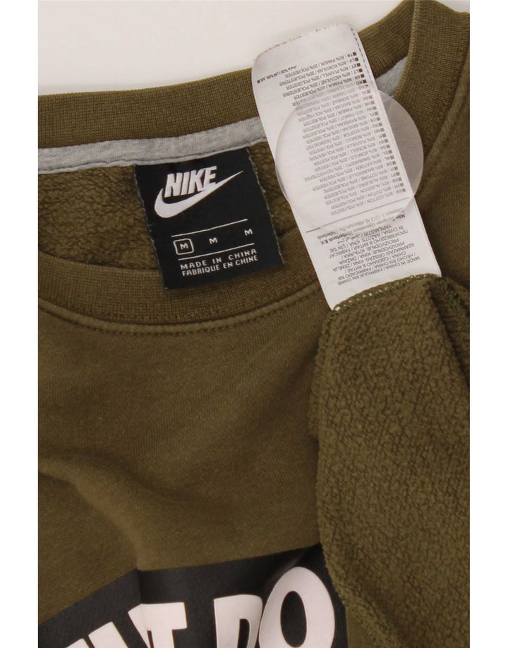 Ανδρικό γραφικό φούτερ Nike Jumper από μεσαίο χακί βαμβακερό