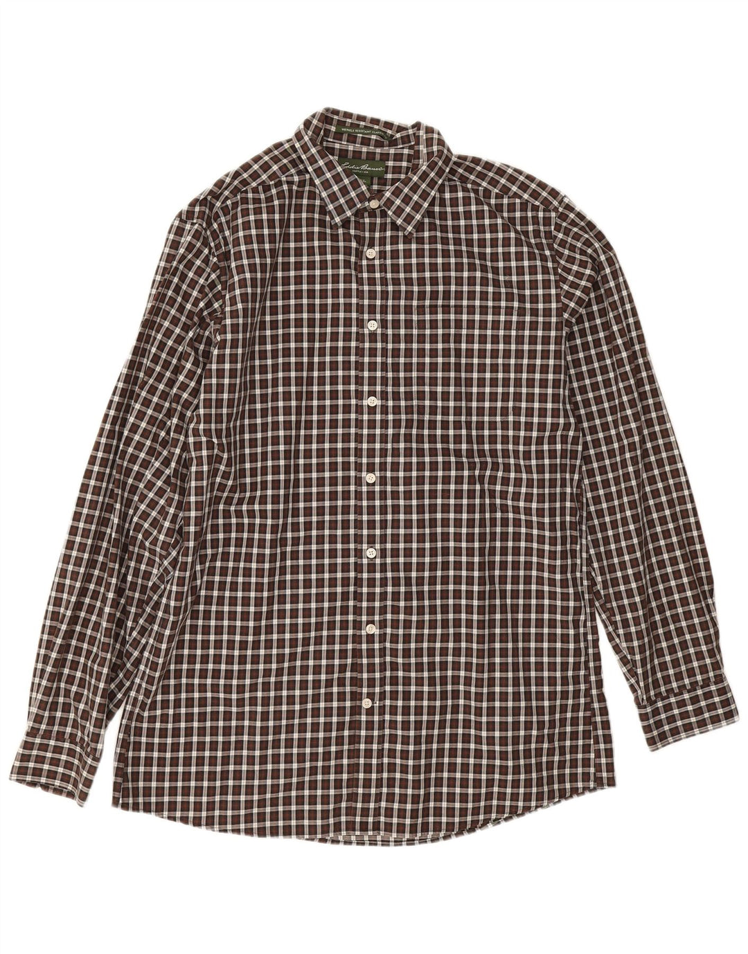Eddie Bauer Ανδρικό ψηλό πουκάμισο Classic Fit μεγάλο καφέ βαμβακερό Gingham