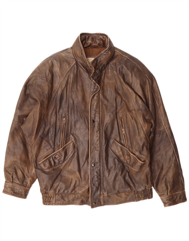 Harajuku Mother Ανδρικό Δερμάτινο Μπουφάν UK 40 Large Brown Δερμάτινο