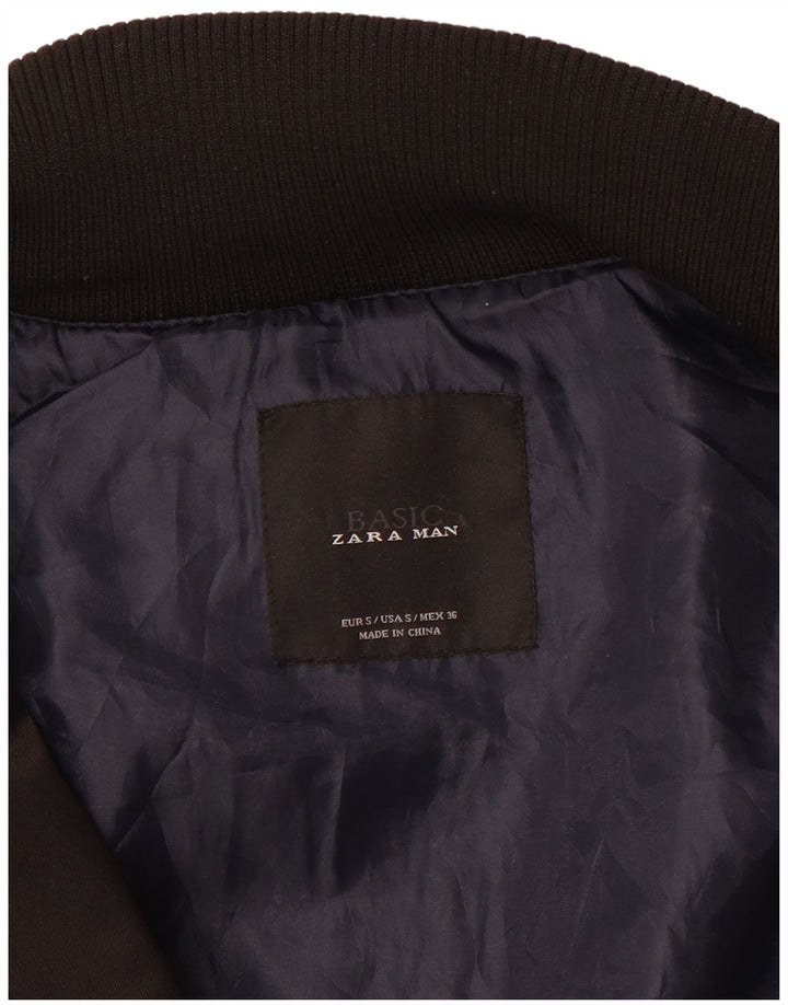 Zara Mens Military Bomber Jacket UK 36 Small Black