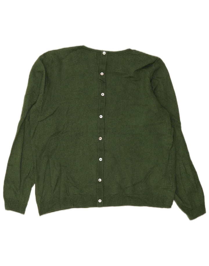 LAURA ASHLEY Γυναικείο πουλόβερ με λαιμόκαυστο UK 14 Large Green Wool