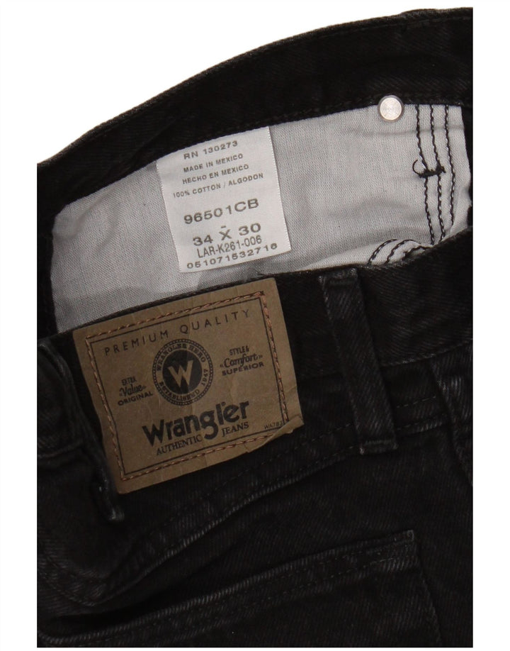 Ανδρικό τζιν Wrangler ίσιο W34 L30 μαύρο βαμβακερό