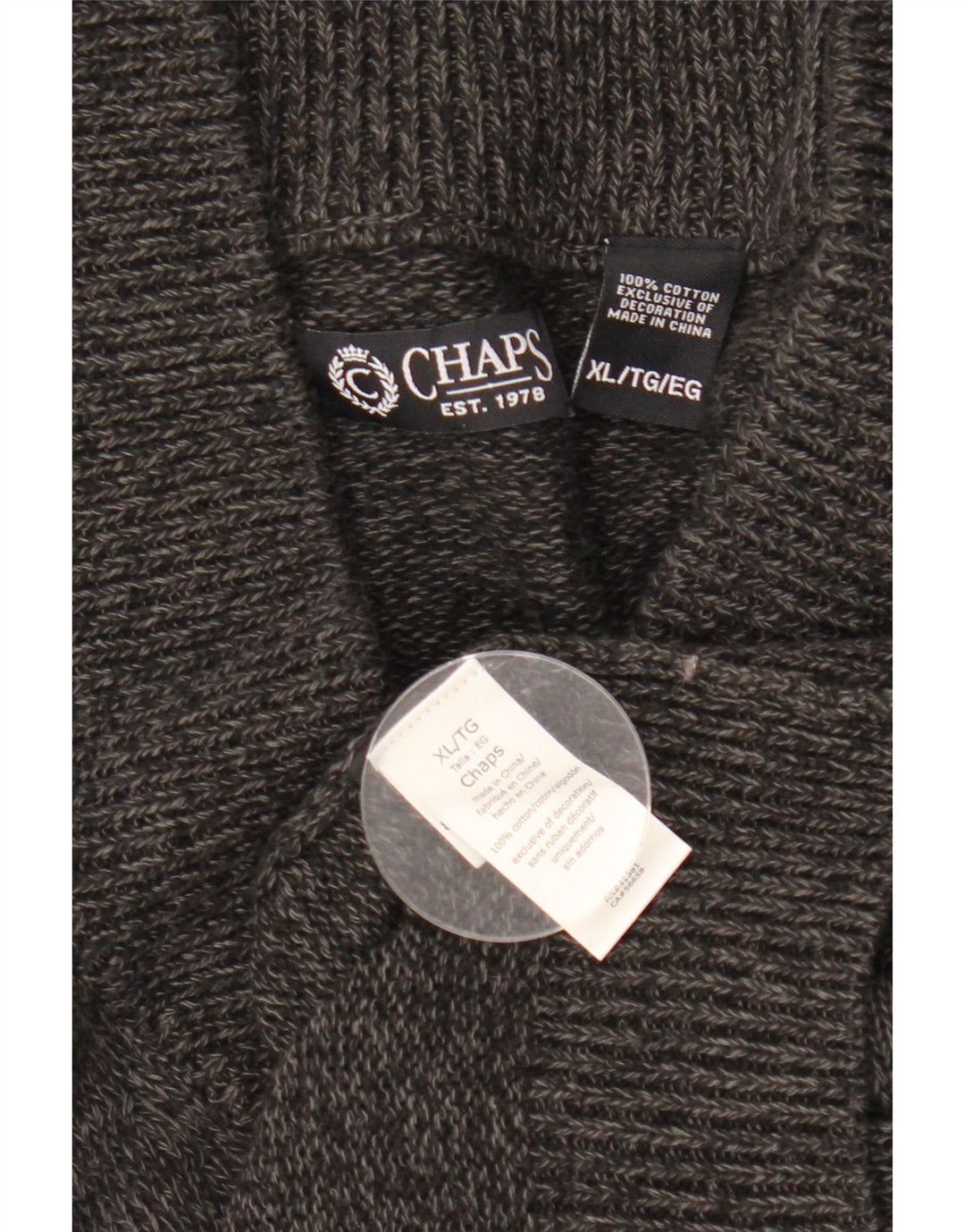 Ανδρικό πουλόβερ CHAPS Ζακέτα XL Γκρι βαμβακερό