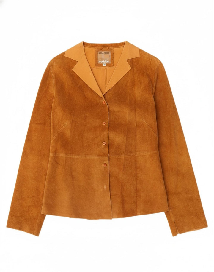 CONBIPEL Womens Suede Jacket IT 44 Medium Brown Leather