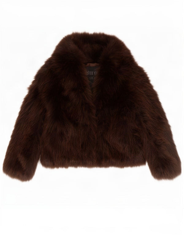 Zara Γυναικείο Μπουφάν από Faux Fur UK 14 Medium Brown Polyester