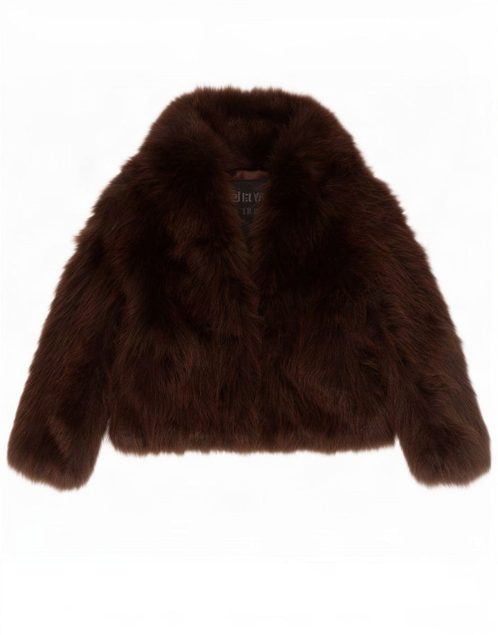 Zara Γυναικείο Μπουφάν από Faux Fur UK 14 Medium Brown Polyester