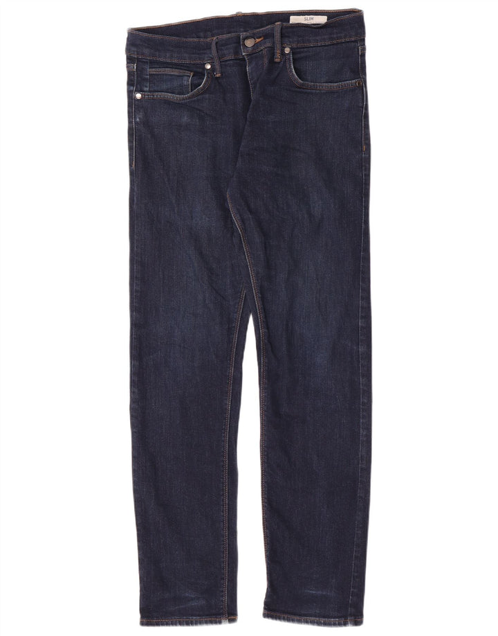 Marks & Spencer Mens Slim Jeans W32 L31 Navy Blue Cotton