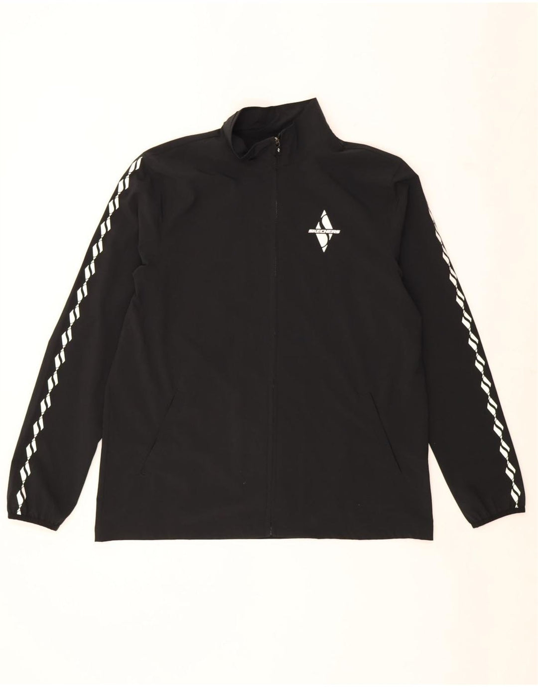 Skechers Ανδρική φόρμα γυμναστικής με γραφικό φόρμα Top Jacket Large Black Polyester