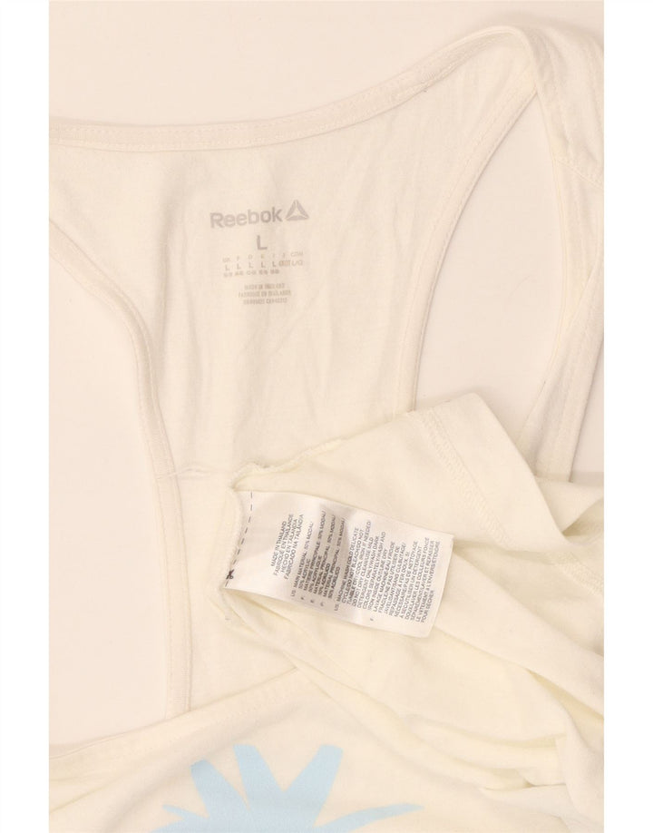 Γυναικείο γραφικό γιλέκο REEBOK Top UK 16/18 Large White Modal