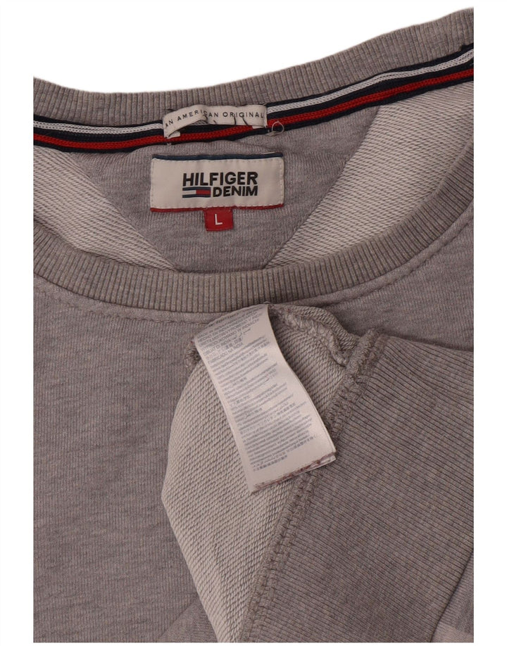 Γραφικό ανδρικό φούτερ Tommy Hilfiger Jumper μεγάλο γκρι βαμβακερό