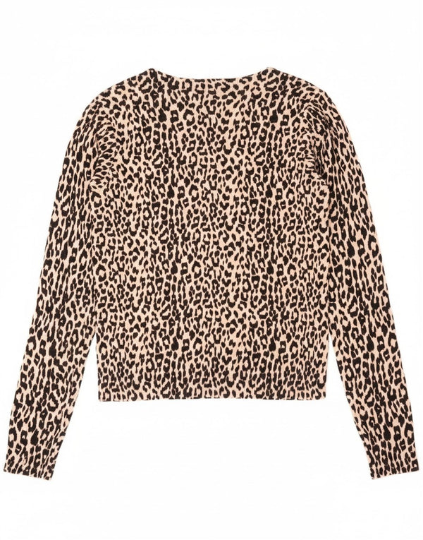 Γυναικείο Lipsy Crop Crop Neck Jumper πουλόβερ UK 14 Large Beige print Animal