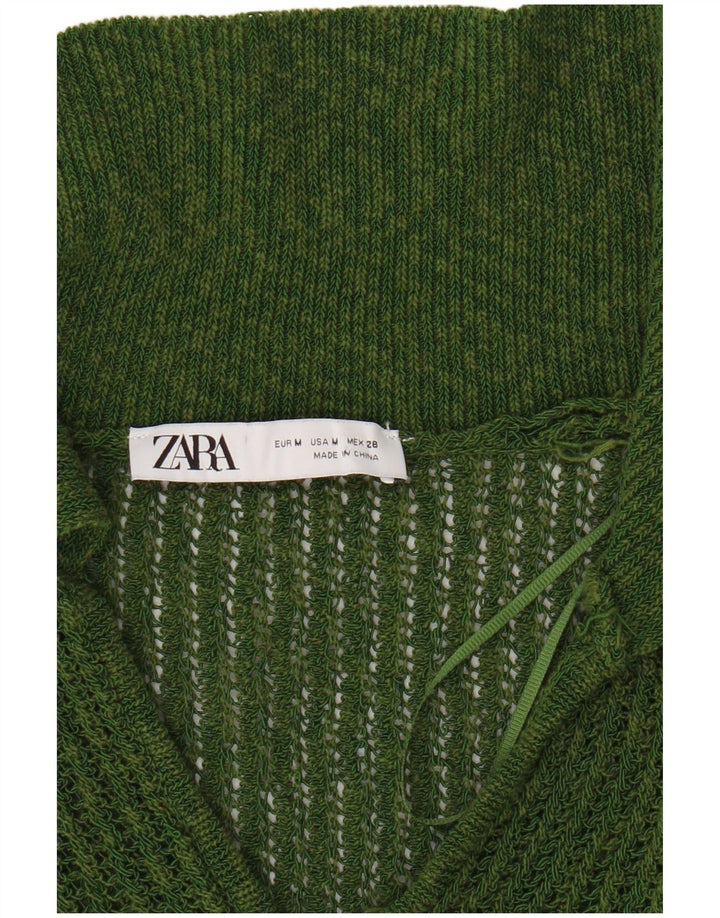 Zara Γυναικείο πουλόβερ Polo με λαιμόκοψη UK 14 Medium Green Colourblock