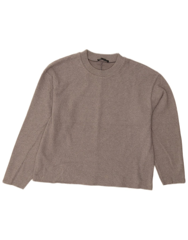 Zara Γυναικείο πουλόβερ με λαιμόκοψη Crop Crop UK 14 Medium Grey