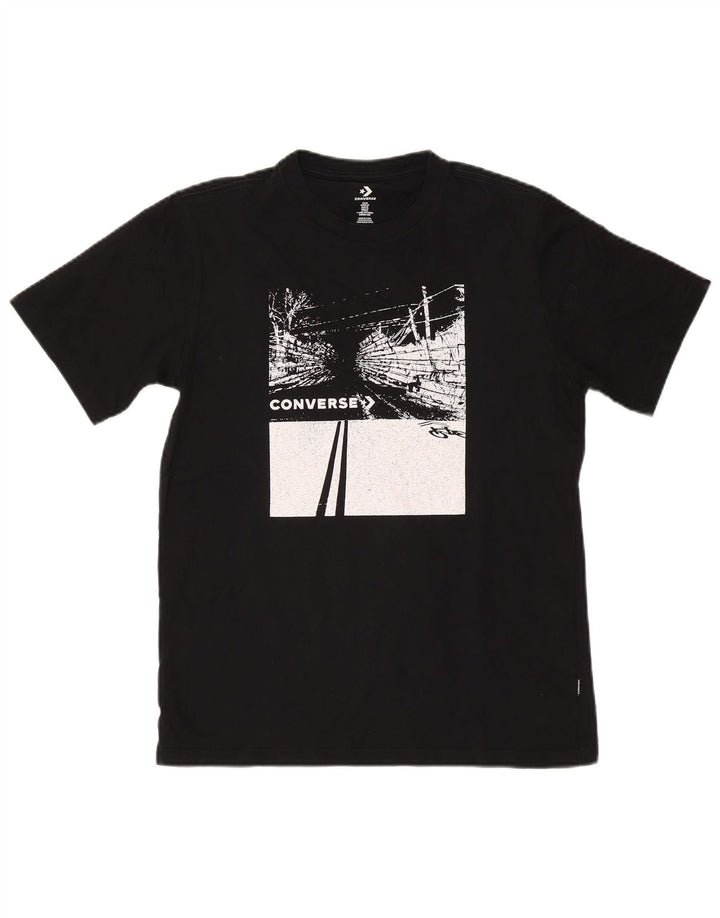 Ανδρικό γραφικό T-Shirt Converse Top Μεσαίο μαύρο βαμβακερό