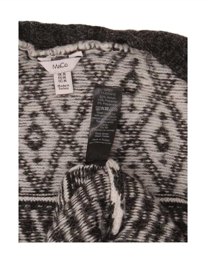 Γυναικεία ανοιχτή ζακέτα M&CO UK 14 Medium Grey Argyle/Diamond Acrylic