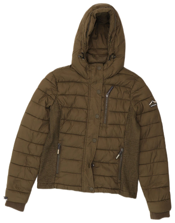 SUPERDRY Γυναικείο τζάκετ με κουκούλα UK 16 Large Khaki Nylon