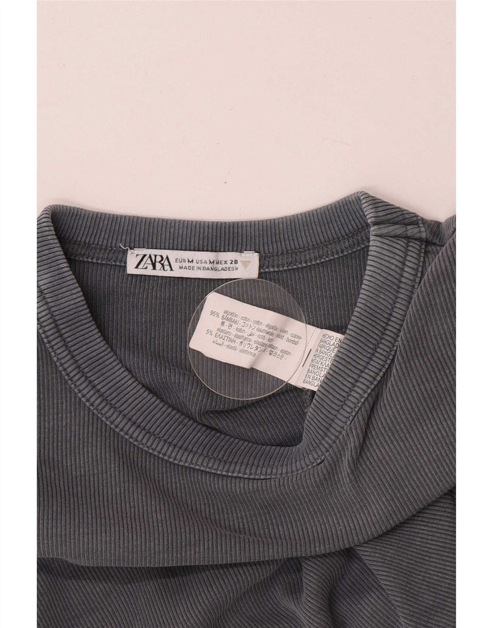 Zara γυναικείο τοπ μακρυμάνικο UK 12 μεσαίο γκρι βαμβακερό