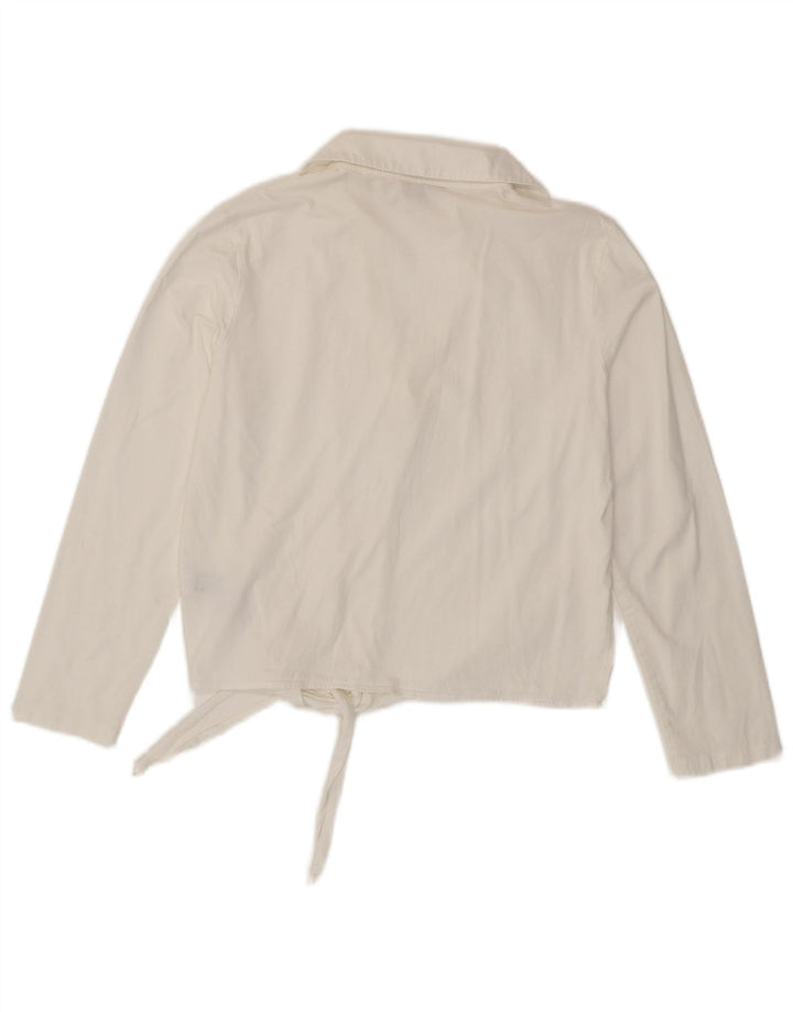 MASSIMO DUTTI Γυναικείο πουλόβερ Μπλούζα UK 6 XS Λευκό βαμβακερό