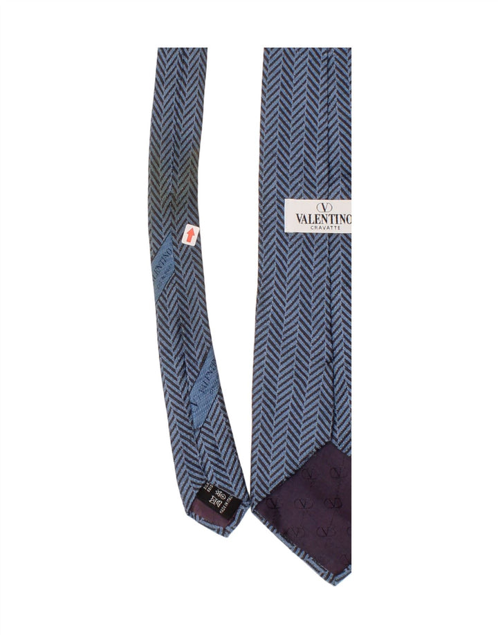 Ανδρική γραβάτα Valentino One Size Blue ψαροκόκκαλο Silk Classic