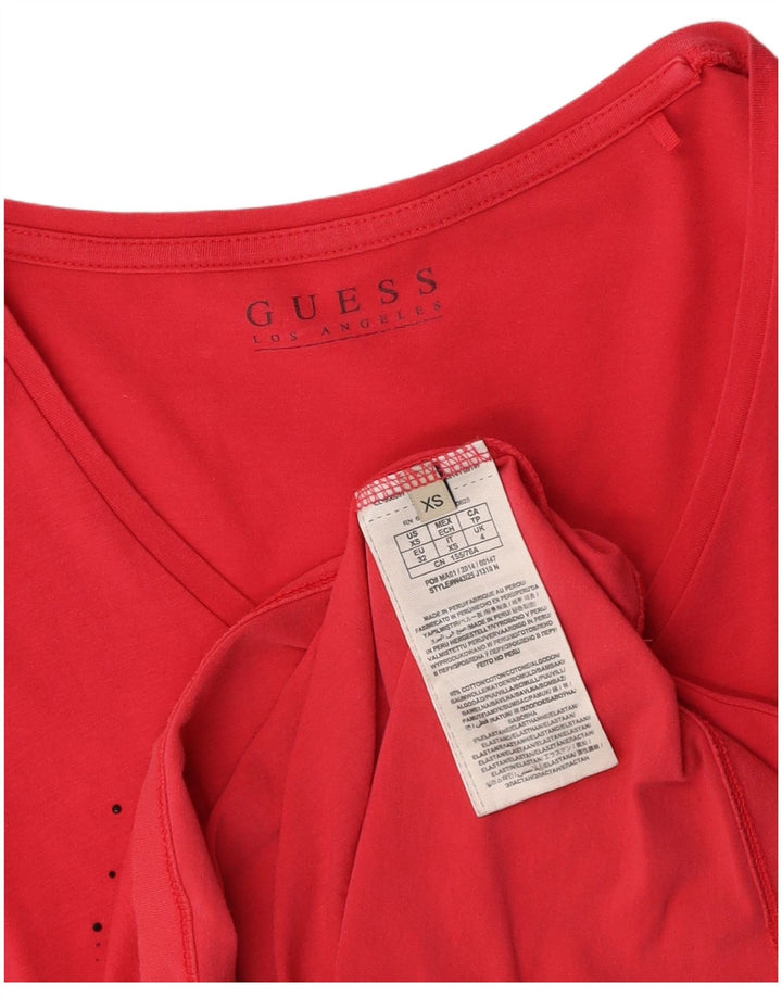 GUESS Γυναικείο T-Shirt Top UK 4 XS Ροζ Βαμβακερό