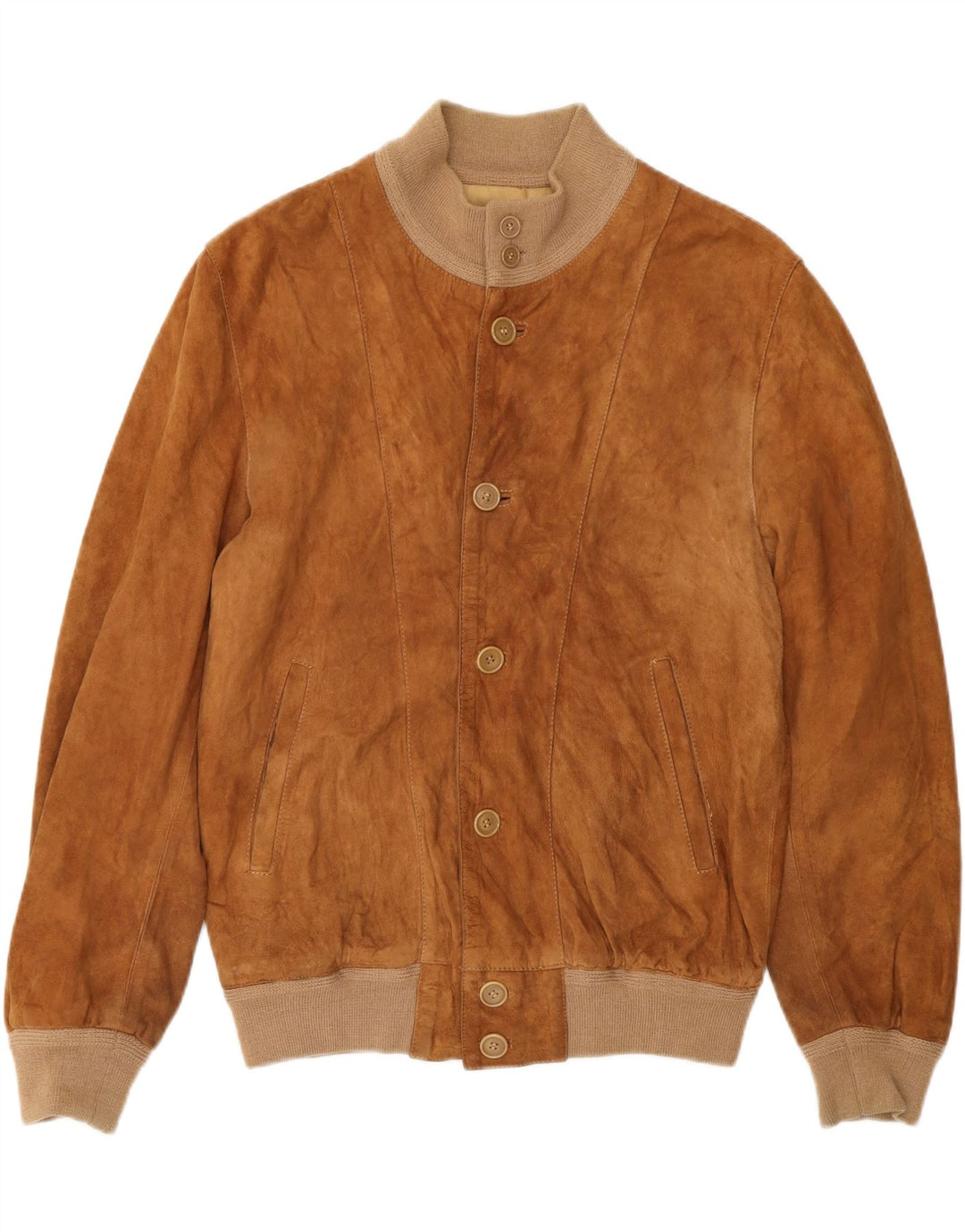 VINTAGE Ανδρικό Suede Bomber Jacket UK 36 Small Beige