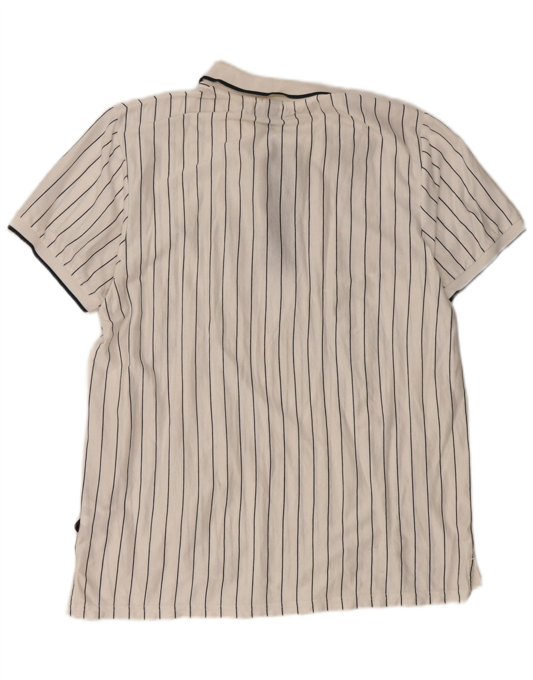 Ellesse Ανδρικό Slim Πόλο Μπλουζάκι XL Λευκό βαμβακερό ριγέ