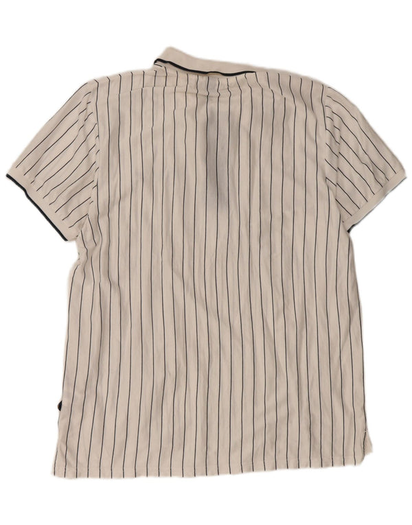 Ellesse Ανδρικό Slim Πόλο Μπλουζάκι XL Λευκό βαμβακερό ριγέ