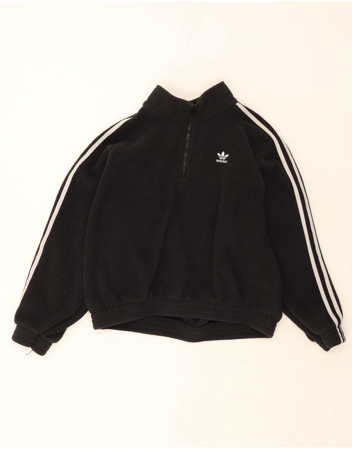 Adidas Γυναικείο φερμουάρ με λαιμόκοψη μεγάλου μεγέθους Fleece Jumper UK 10 Small Black Polyester