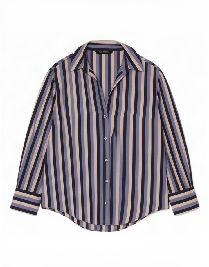 Zara Γυναικείο πουκάμισο Μπλούζα UK 10 Small Blue ριγέ πολυεστέρας