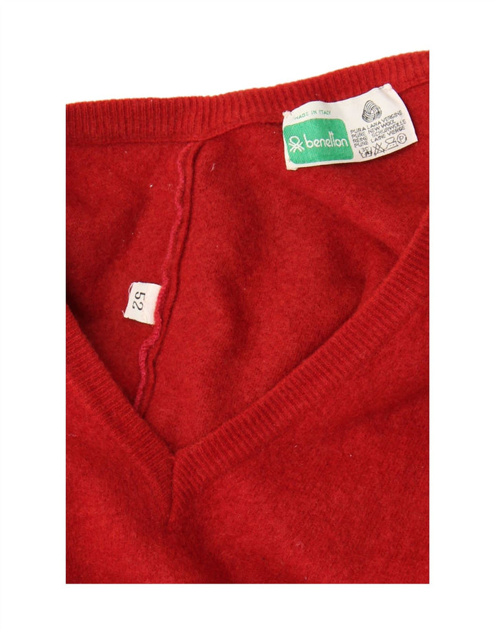 Ανδρικό γιλέκο Benetton Tank Top IT 52 Large Maroon Παρθένο Μαλλί